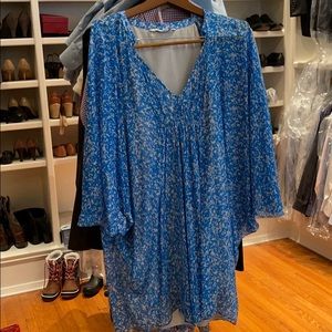 Blue and white dress